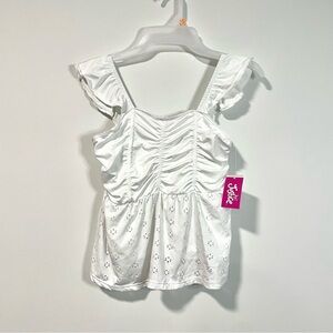🟤2/$25 NEW Justice Girls Babydoll Eyelet Flutter Sleeve Shirt (size M & L)